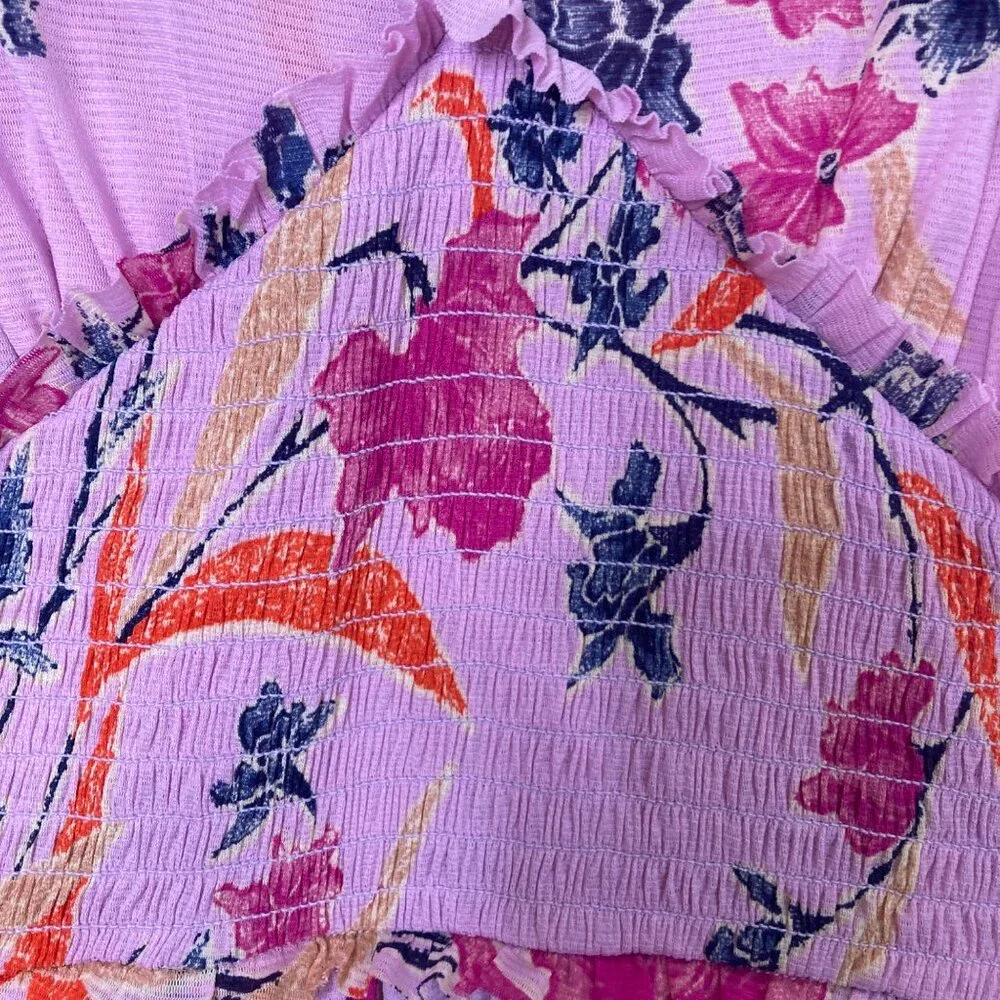 Diane Von Furstenberg Dress Womens Large Nala Flare Pink Floral Smocked Cottage - Picture 9 of 11